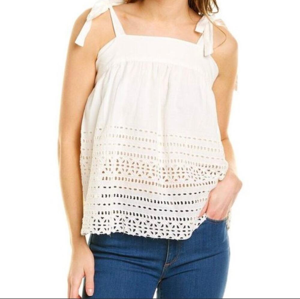 Pomegranate New Womens geo eyelet tie shoulder top, XL